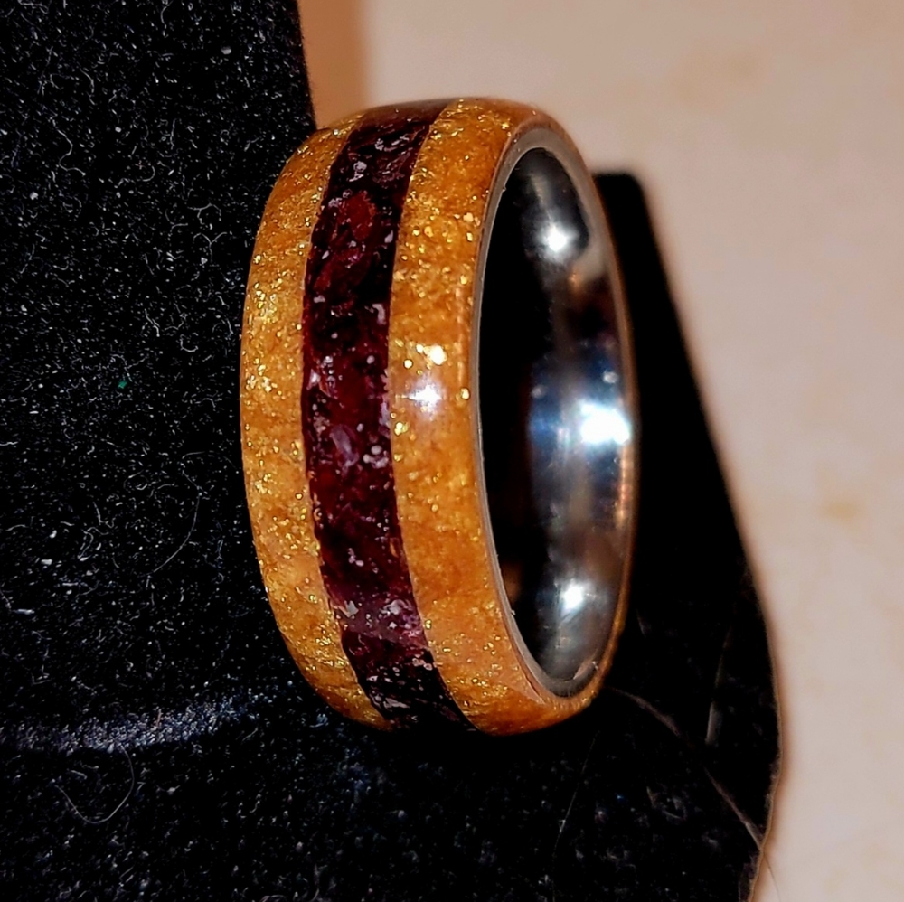 Custom handmade epoxy and rose pedal ring